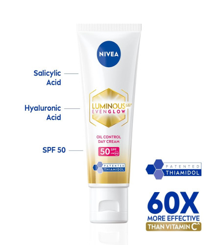 NIVEA Luminous Even Glow Oil Control Day Cream 40 ml (Pack of 2)