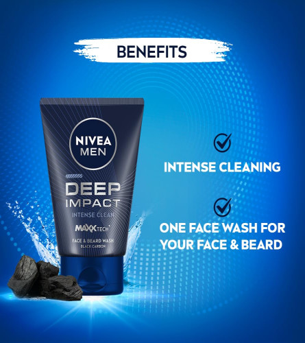 NIVEA MEN Deep Impact Face Wash 100 g (Pack of 2)