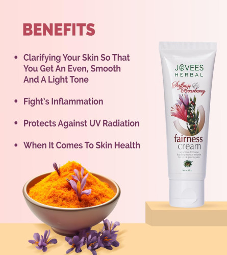 Jovees Herbal Saffron & Bearberry Fairness Face Cream 60gm (pack of 2) free ship