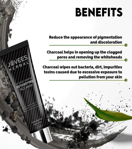 Jovees Herbal Activated Charcoal Detoxifying Face Wash For Anti Pollution 120ml (pack of 2)