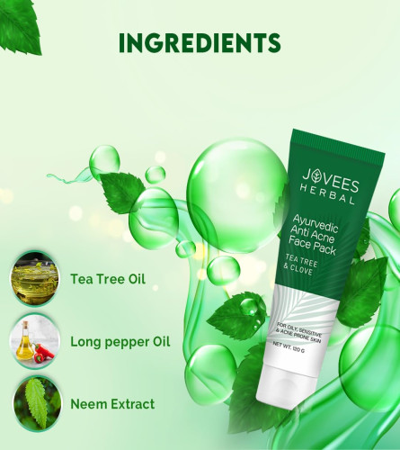 Jovees Herbal Tea Tree & Clove Anti Acne Pack 120gm (pack of 2) free shipping