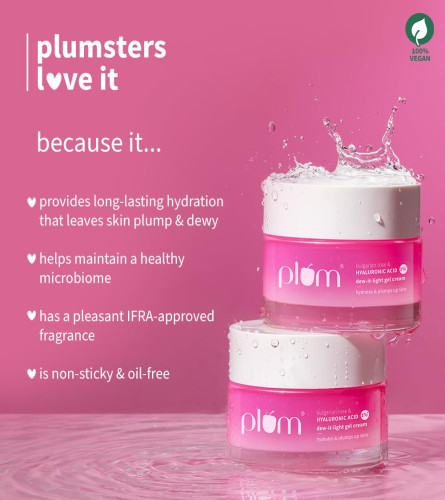 Plum 1% Hyaluronic Acid & Bulgarian Rose ​Dew-It-Light Gel Moisturizer Cream​ 50g