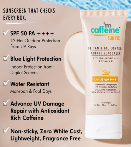 mCaffeine Matte Sunscreen SPF 50 for Men & Women 50 ml (Pack of 2)
