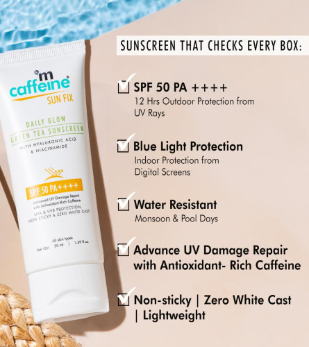 mCaffeine Niacinamide and Hyaluronic Acid Sunscreen 50 ml (Pack of 2)