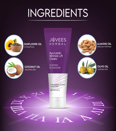 Jovees Herbal Almond & Ginseng Wrinkle Lift Face Cream | Anti-Wrinkle 60g - free ship