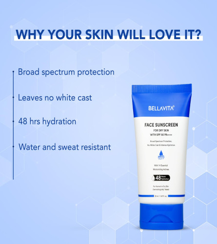 BELLAVITA Sunscreen SPF 50 For Dry Skin 50 ml (Pack of 2)