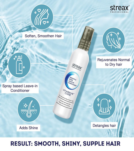 Streax Professional Vitariche Care Smooth & Shine Leave-in-Conditioner 100 ml (Pack of 2)