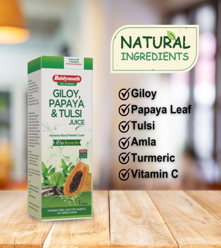 Baidyanath Asli Ayurved Giloy, Papaya & Tulsi Juice  - 1L