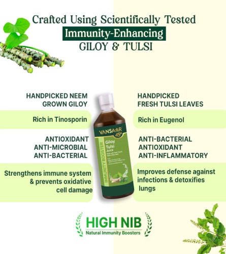 Vansaar 45+ Neem Grown Giloy Tulsi Juice 1L - free shipping