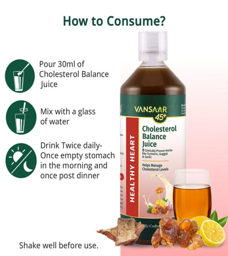 Vansaar 45+ Cholesterol Balance Juice, 1L - free ship