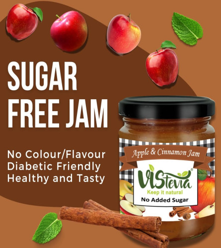 VIStevia Sugar Free Apple and Cinnamon Jam 400gm - free shipping