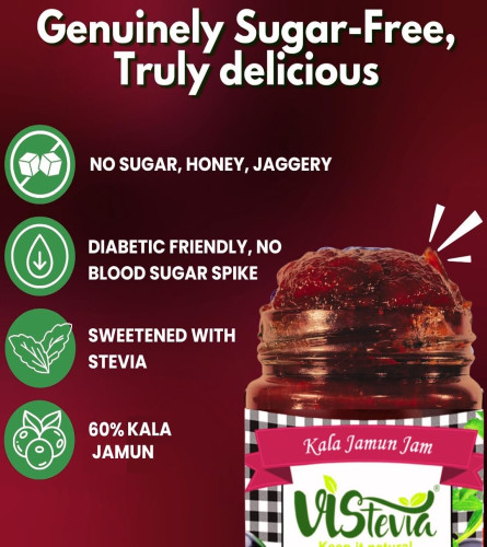 Vistevia Sugar Free Kala Jamun Jam 220gm - free shipping