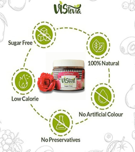 Vistevia Sugar Free Gulkand (Rose Petal Preserve) 380gm - free ship