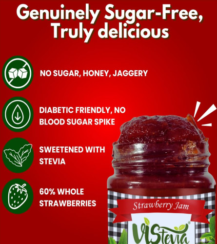 Vistevia Sugar Free Strawberry Jam 220 gm - free shipping
