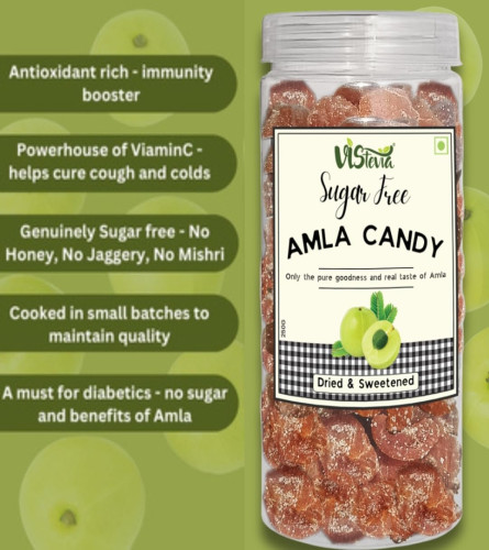 VIStevia Sugar Free Dried And Sweetened Amla Candy 250gm - free shipping