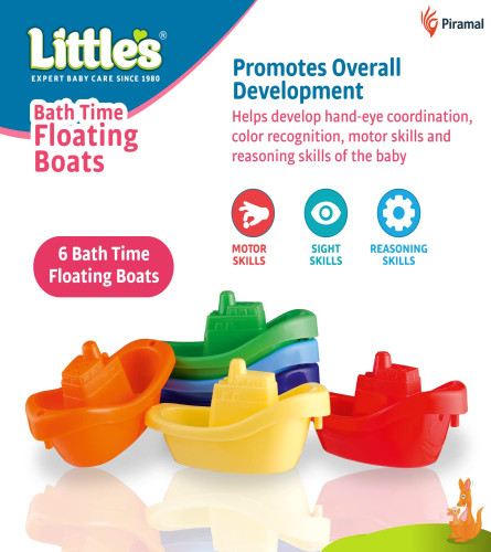 Little’s Bath Time Floating Boats 6 Pieces Multi-Color Toddler Activity Toys - free shipping