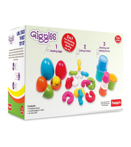 Giggles Funskool Link Stack N Nest, Nesting & Stackable Toy Blocks for Kids - free shipping