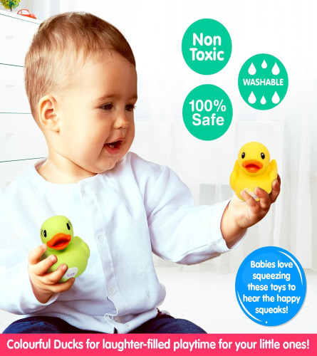 Funskool Giggles Dazzling Duck Family Squeakers , Multicolor Duck Squeakers, Pack of 5, Infant Toys