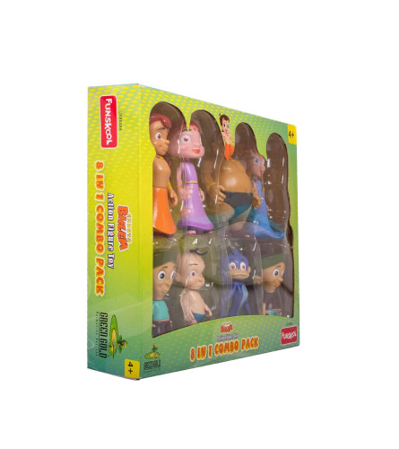 Funskool Chhota Bheem 8 in 1 Combo Action Figure Toy, Green Gold Chhota Bheem and Friends -free ship