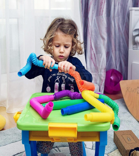 Kids Mandi Pop Tube Sensory Fidget Toy, Multi-Colour Stretchable Pipes (Pack of 6) free ship