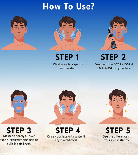 Muuchstac Ocean Foam Face Wash for Men 100ml (pack of 2) free shipping