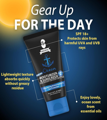 Muuchstac Mens Ocean Moisturizer & Sunscreen Matte Look Spf 18+ Cream 45ml (pack of 2)