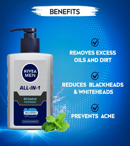 NIVEA MEN All in 1 Oil Control Face Wash 150ml - free shipping