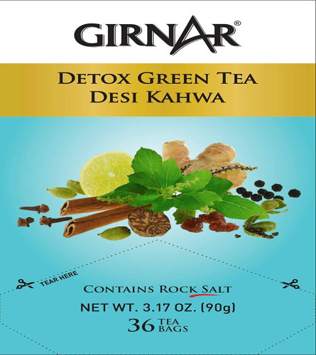 Girnar Green Tea, Desi Kahwa, 36 Tea Bags (Pack Of 2)