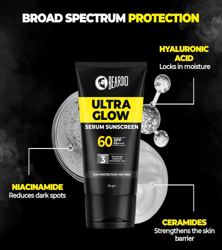 Beardo Ultra Glow Serum Sunscreen SPF 60+ PA++++ 50gm - free shipping