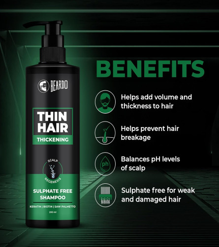 BEARDO Thin Hair Thickening Sulphate Free Shampoo for Men 200 ml - free shipping