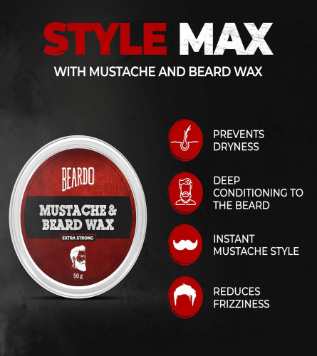 Beardo Beard and Mustache Wax, 50 gm - free shipping