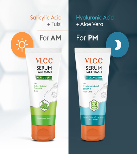 VLCC Salicylic Acid & Neem Serum and Hyaluronic Acid & Aloe Vera Serum Facewash - 150 ml