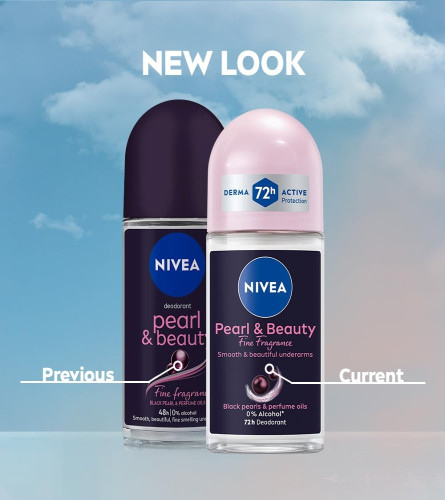 NIVEA Women Deodorant Underarm Roll On Pearl & Beauty Fine Fragrance 50ml - (pack of 2)