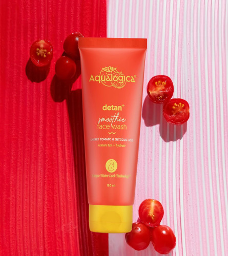 Aqualogica Detan+ Smoothie Face Wash with Cherry Tomato & Glycolic Acid Gently Cleanses