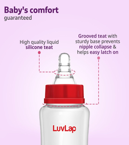 Luv Lap Anti-Colic Wide Neck Natura Flo Baby Feeding Bottle, 250ml