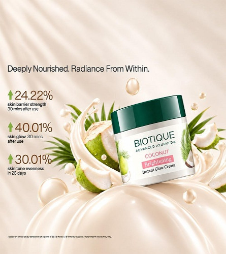 Biotique Crema Iluminadora de Coco para un Brillo Instantáneo
