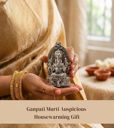 German Silver Plated Ganesh Idol for Pooja