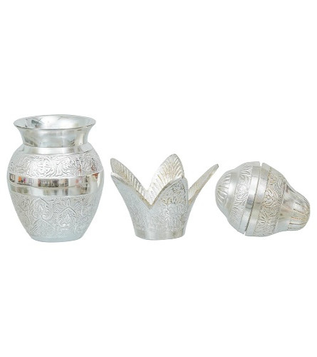 German silver Premium Plated Pooja Kalash With Coconut For pooja Decor
