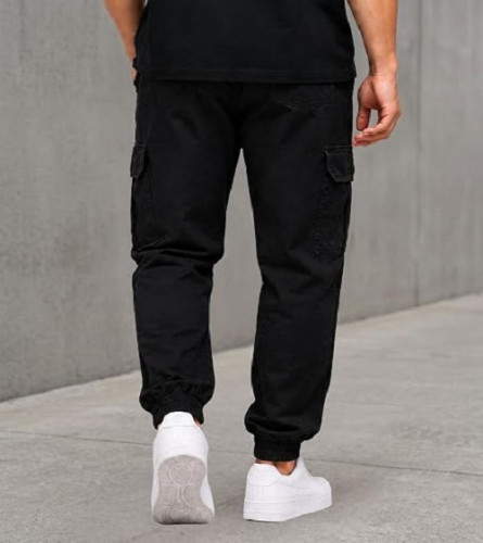 Men's Black Cotton Cargo Pants (Size 30)