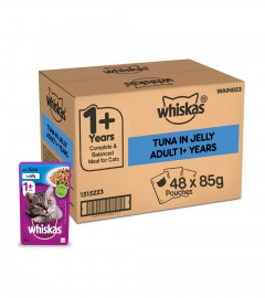 Whiskas Wet Cat Food for Adult Cats (1+Years), Tuna in Jelly Flavour, 48 Pouches (48 x 85g)Free ship