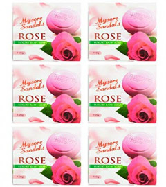 Mysore Sandal's rose luxury bath soap, 150 GM (Pack of 6) (Free Shipping Worldwide)