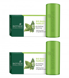 Biotique Basil And Parsley Revitalizing Body Soap, 150 GM X 2 PACK (Free Shipping Worldwide)