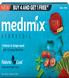 MEDIMIX AYURVEDIC Nature Cool Soap with Vetiver, Grape Seed and Menthol, 125g x 5 Pack Free Shipping