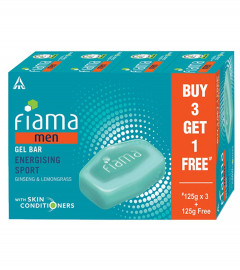 Fiama Men Energizing Sport Gel Bar, With, Lemongrass & skin conditioners,125g (Buy 3 Get 1 Free)