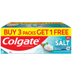 Colgate Active Salt Buy 3+1 Free, 800g (200g x 4) Toothpaste, Daily Germ Protection Toothpaste ,
