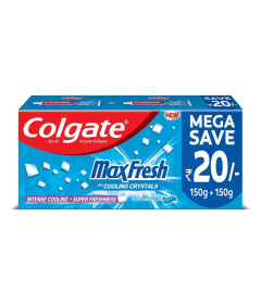 Colgate MaxFresh 300g (150g x 2) Toothpaste, Blue Gel Paste with Menthol for Super Fresh Breath