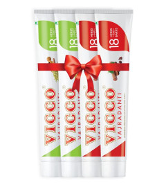 Vicco Vajradanti Ayurvedic Toothpaste,Regular & Saunf Flavour 200 gm,(Pack of 4) Free shipping world