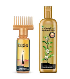 Indulekha Bringha Oil 100ml + Bringha Shampoo 340ml Combo Pack Reduce Hairfall,  Free shipping world