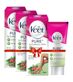 Veet Pure Hair Removal Cream for Women With No Ammonia Smell, Dry Skin 50g (Pack of 3) Free shipping