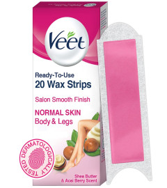 Veet Full Body Waxing Strips Kit for Normal Skin, 20 Strips X 2 PACK Cold Gel Wax Hair Removal